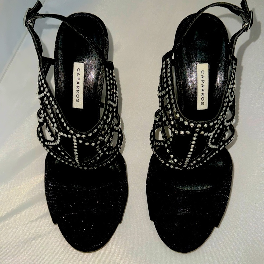 Black Glimmer Poet Heels